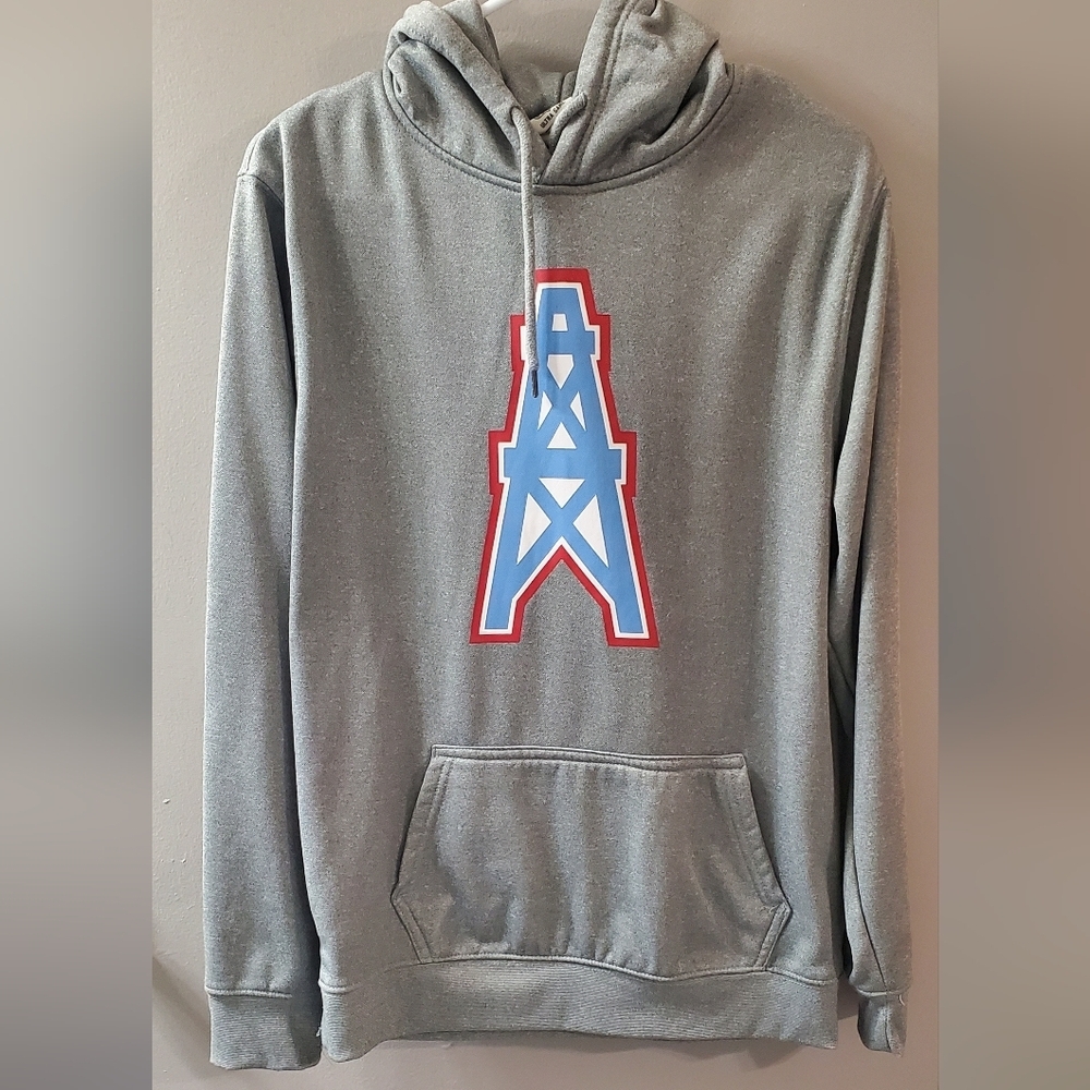 NFL  Houston Oilers  Gray Hoodie with Blue and Red Logo. Sz S